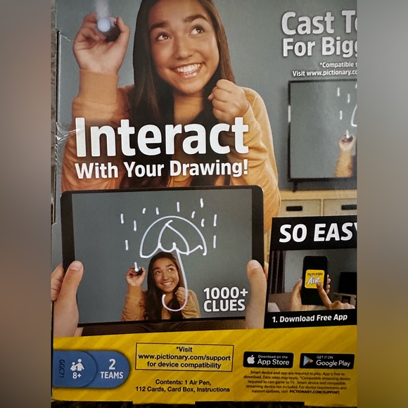 Pictionary Air Mattel Games GGC71 Classic Family Fun Board Game With a Twist NWT - Picture 3 of 5